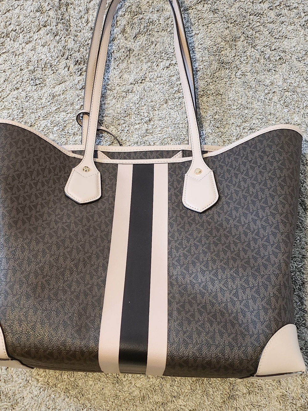 Michael Kors Eva Large Logo Stripe Tote Bag - Picture 3 of 11
